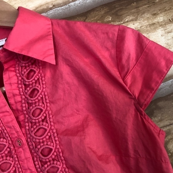 Merona embroidered button placket cap sleeve cotton blouse size XS - Picture 4 of 10